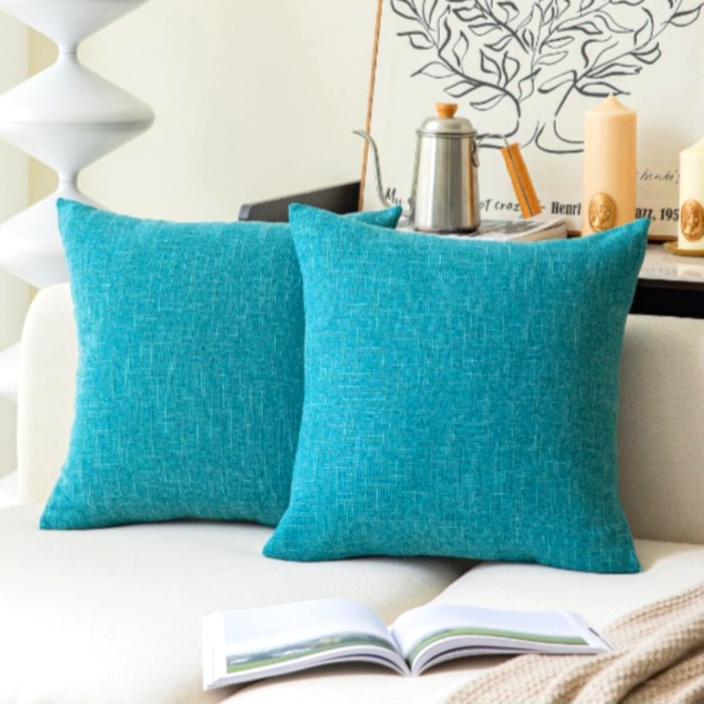 Kevin Textile Teal Decorative Linen Pillow Covers 24X24-NWOT- No Insert